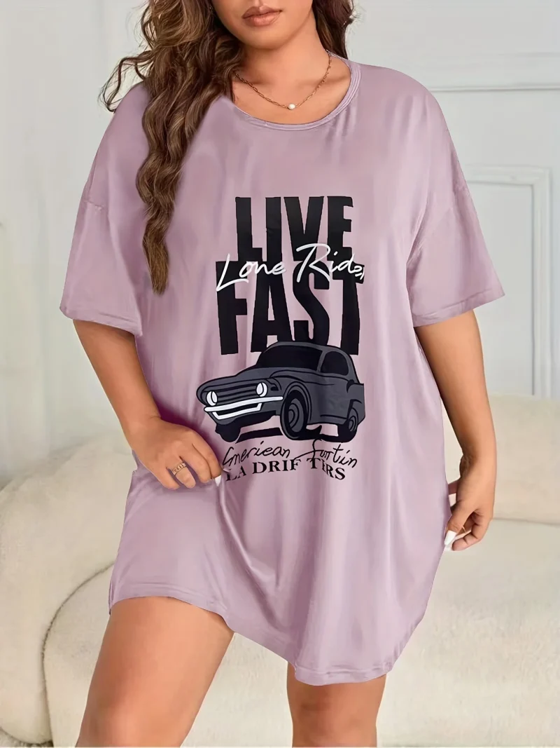 Women's Summer Nightgowns Knee Dresses Girls' Short Sleeve - Image 3