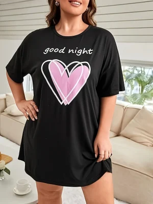 Good Night Printed Women’s High Stretchy Nightgown Home Half Skirt