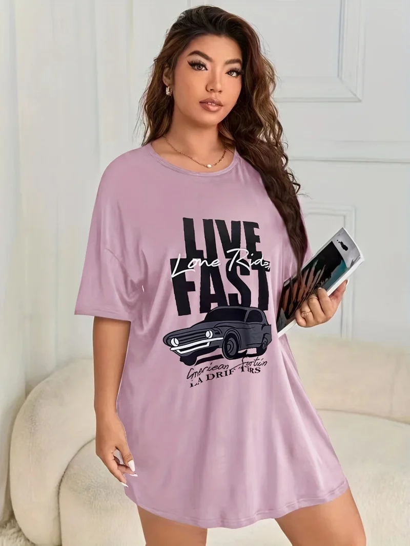 Women's Summer Nightgowns Knee Dresses Girls' Short Sleeve - Image 5