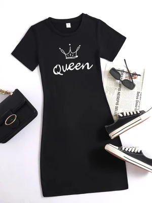 Summer Queen Print Casual Loungewear Tee Women’s Nightgowns