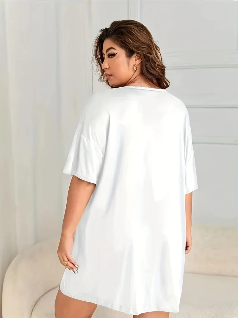 Cute Wind Sheep Print Plus Size Women's Nightgowns Home Short Dresses - Image 6