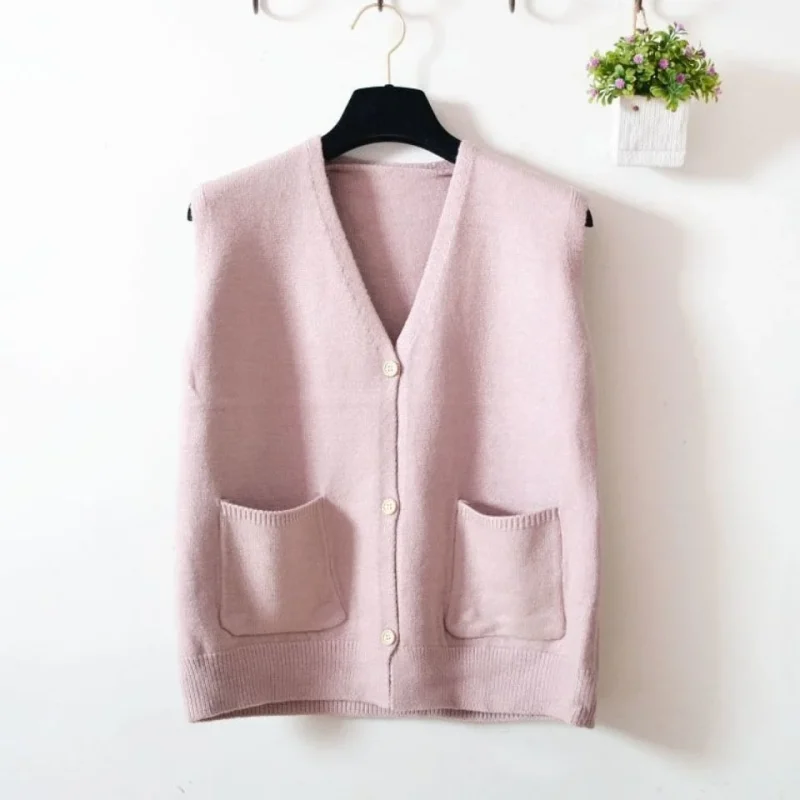 Korean Fashion Women's Knitted Sweaters Vest 2024 New - Image 4