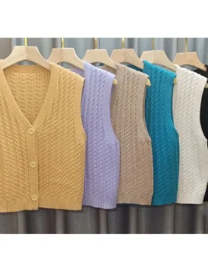 Sleeveless Sweater Vest For Women 2024 Spring Fall