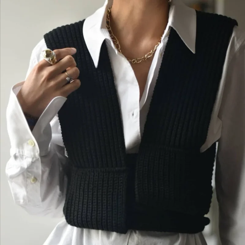 Sleeveless Knitted Crop Sweater Sexy Autumn Summer Fashion - Image 15