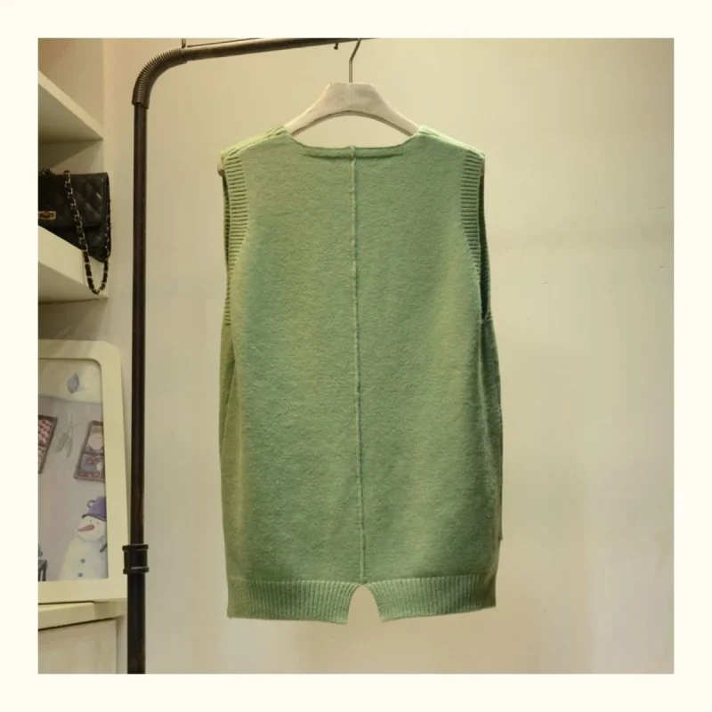 Cute Cartoon Sleeveless V Neck Sweater Vest Women Korean Fashion Knitted - Image 3