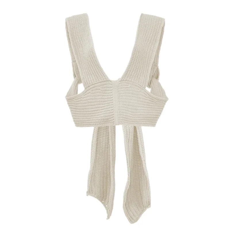 Women Sweater Vest Hollow Out Cross Bandage Diy Sexy Sweater - Image 7