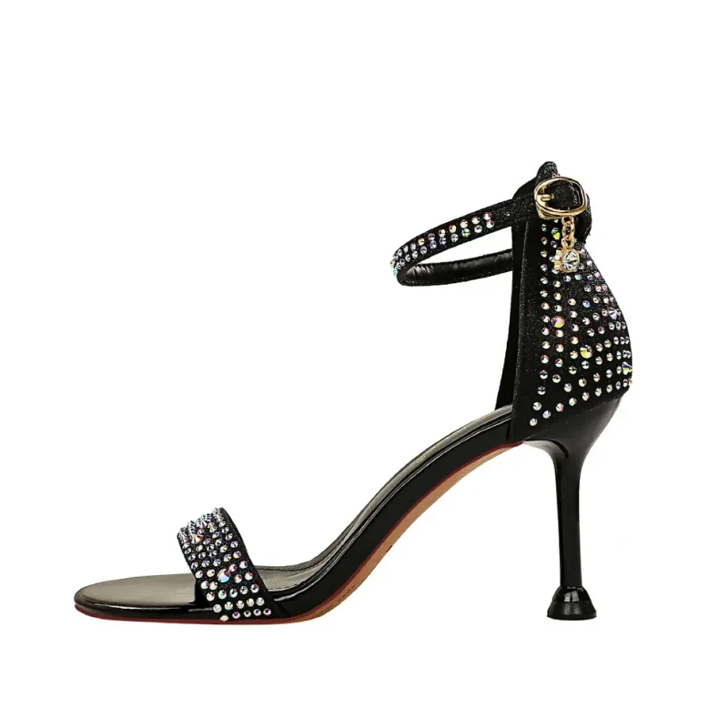 Women Summer Sandals 8.5cm High Heels Rhinestone Crystal - Image 16