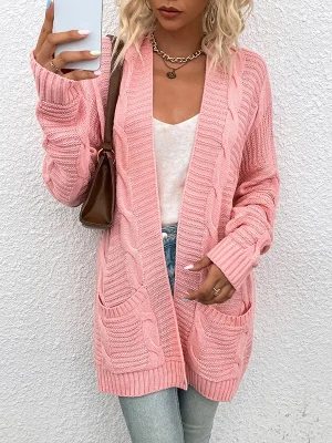 Fall Winter Jumper Oversized Sweater Coat Women Knitted Pocket