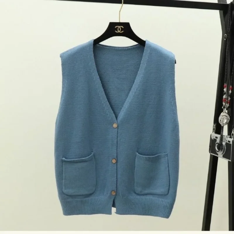 Korean Fashion Women's Knitted Sweaters Vest 2024 New - Image 6