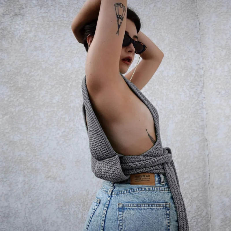 Women Sweater Vest Hollow Out Cross Bandage Diy Sexy Sweater - Image 22