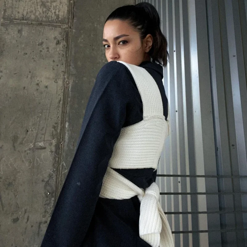 Women Sweater Vest Hollow Out Cross Bandage Diy Sexy Sweater - Image 14
