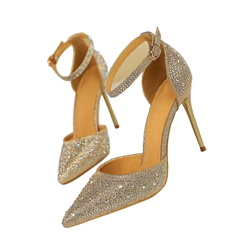 Sexy Women 10cm High Heels Sandals Wedding Glitter Bridal Heels