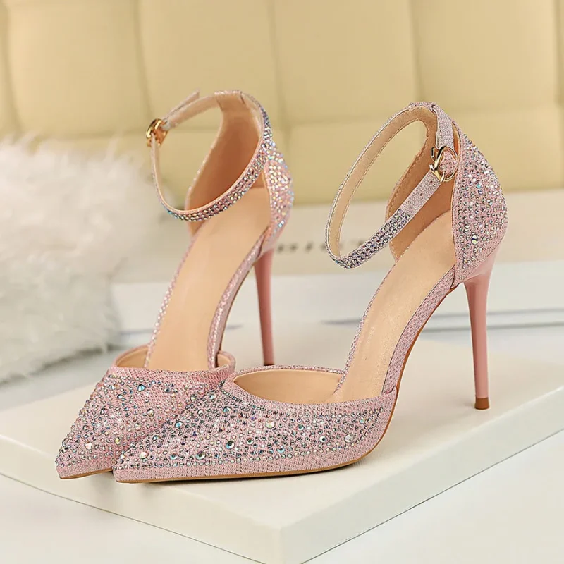 Sexy Women 10cm High Heels Sandals Wedding Glitter Bridal Heels - Image 13