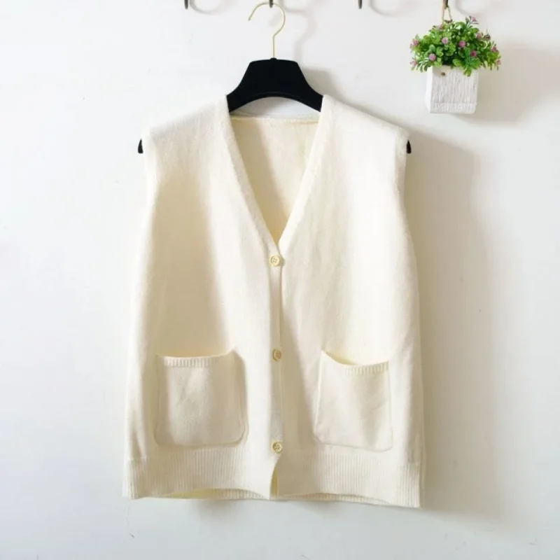 Korean Fashion Women's Knitted Sweaters Vest 2024 New - Image 3