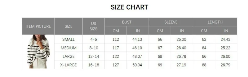 Winter Clothes Women Striped Sweater Loose Casual Knitted Pullover - Image 8