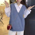 V-Neck Sweater Vest Women's Spring Fall New Korean Loose Fashion - Image 6