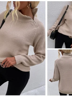 Turtleneck Zipper Sweater Women 2021 Autumn Winter