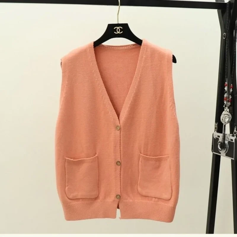 Korean Fashion Women's Knitted Sweaters Vest 2024 New - Image 7