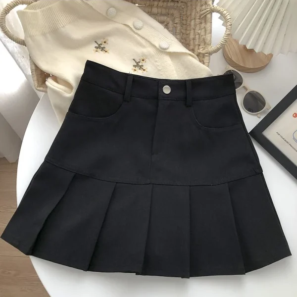 Women Sweet Mini Skirt Korean Preppy Style High Waist Folds Female - Image 7