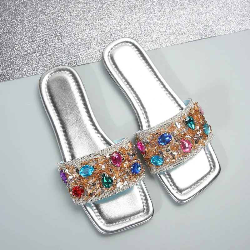 Summer Shiny Slippers for Women New Ladies Flat Beach Slipper Women - Image 3