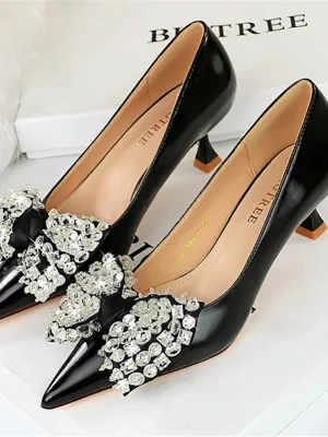 Women 5.5cm High Heels Green Pumps Lady