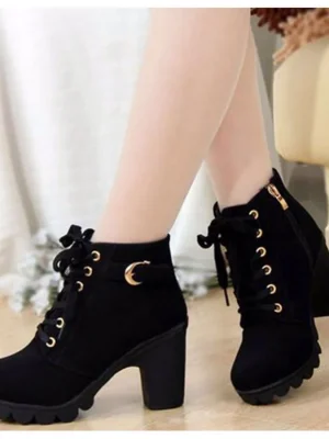 Winter Women Pumps Boots High Quality Lace-up European Ladies Shoes