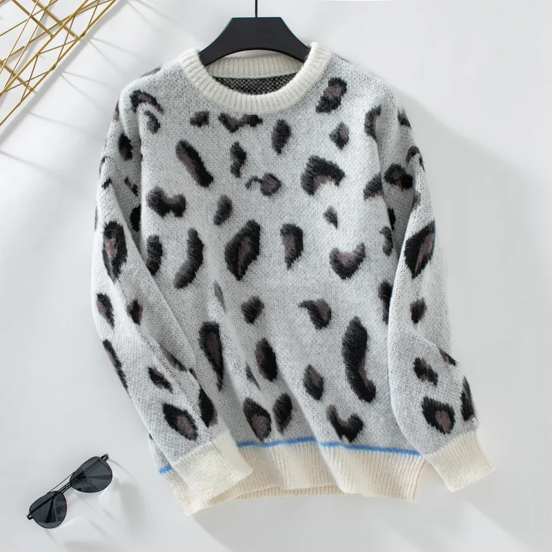 Women's Leopard Knitted Sweater Autumn Winter Cloth - Image 3