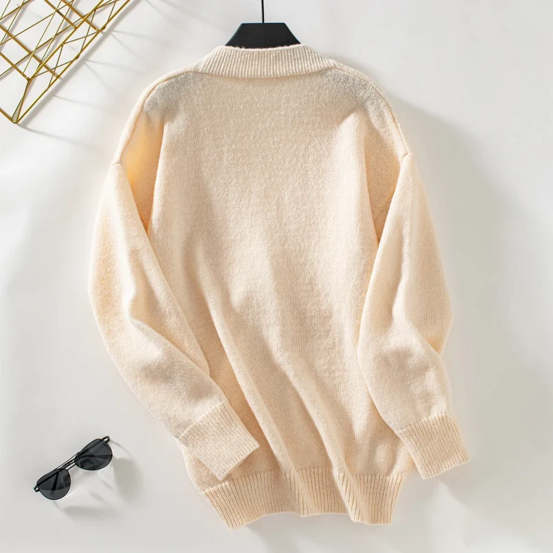 Winter Single Breasted V Neck Cardigans Women - Image 13