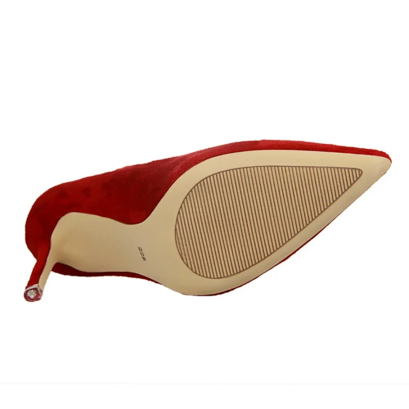 Women 9cm High Heels Yellow Burgundy Pumps - Image 7