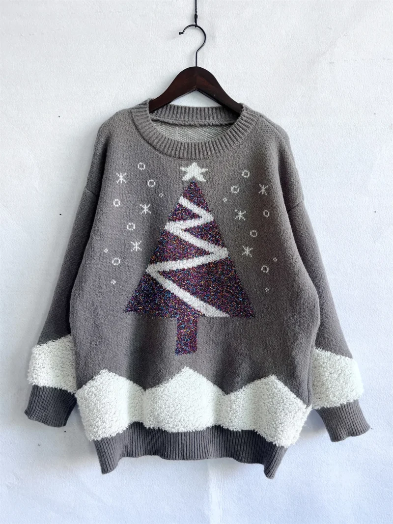 Christmas Sweater Women Long Sleeved Loose Knitted - Image 13