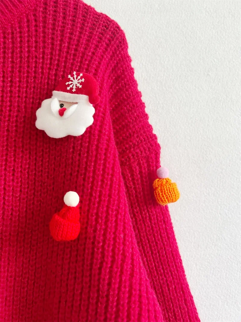 Christmas Sweater For Women Cute Santa Claus 3D Decoration - Image 12