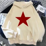 Women's Cotton Spring and Autumn Hoodie Solid Colour Pentagram Printed - Image 6
