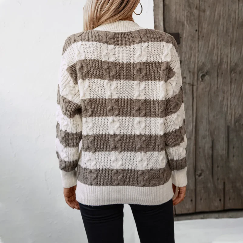 Winter Striped Long Sweater Women 2024 New Autumn - Image 5
