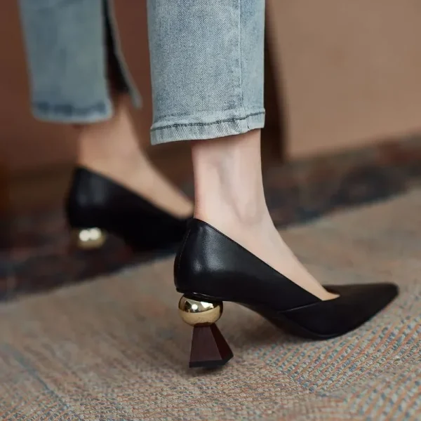 Handmade Leather Women Pumps Sexy Pointed Toe Chic Stylish Office Working - Image 8