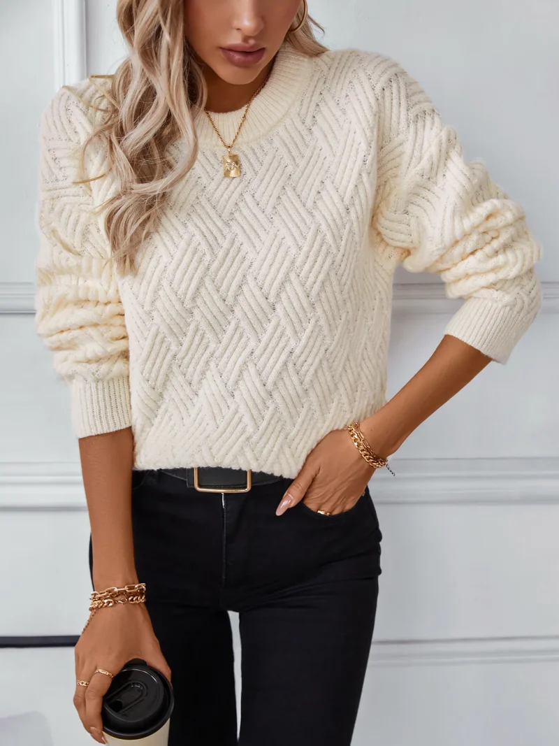 Twists Knitted Sweater Women O-neck Long Sleeve Casual Pullovers Fashion - Image 9