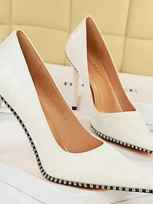 Women 8cm 10.5cm High Heels Elegant Rivets Pumps Lady