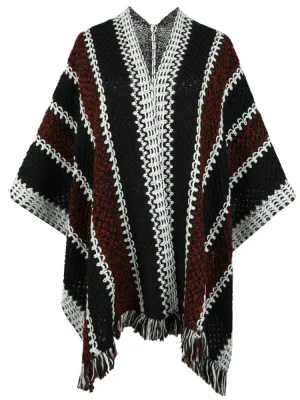 Autumn Half Sleeve Tassel Cape Shawl Scarf Women Knitted Cardigan Cape Coats