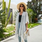 Summer Cardigan Kimono Cape Women 2023 Tassel Hollow Out Knitwear - Image 29