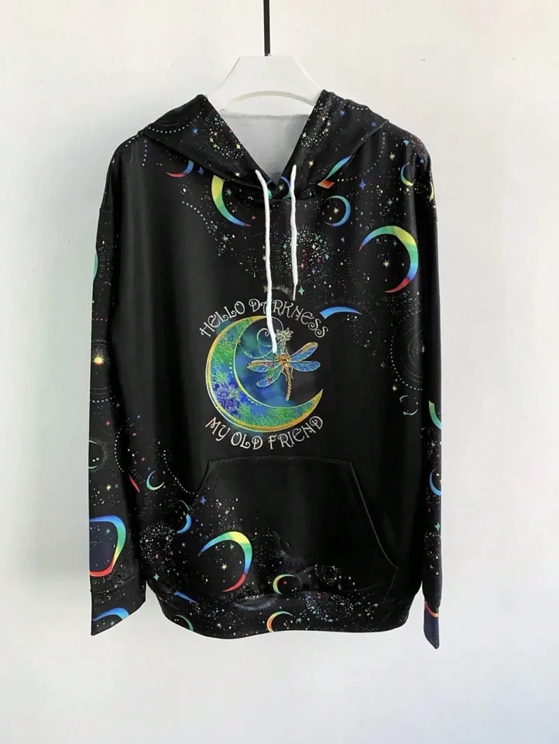 Women's Sports Top With Moon And Text 3D Printing Fashion Autumn