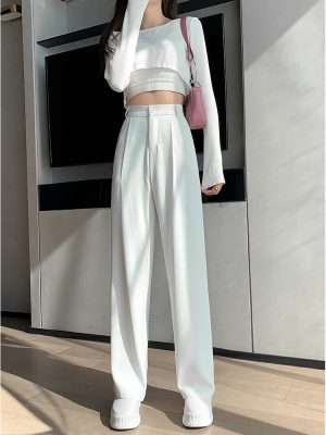 Casual High Waist Loose Wide Leg Pants for Women Spring