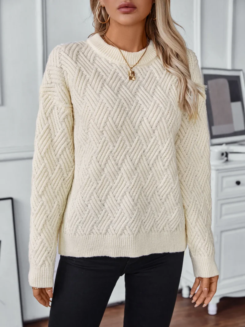 Twists Knitted Sweater Women O-neck Long Sleeve Casual Pullovers Fashion - Image 10