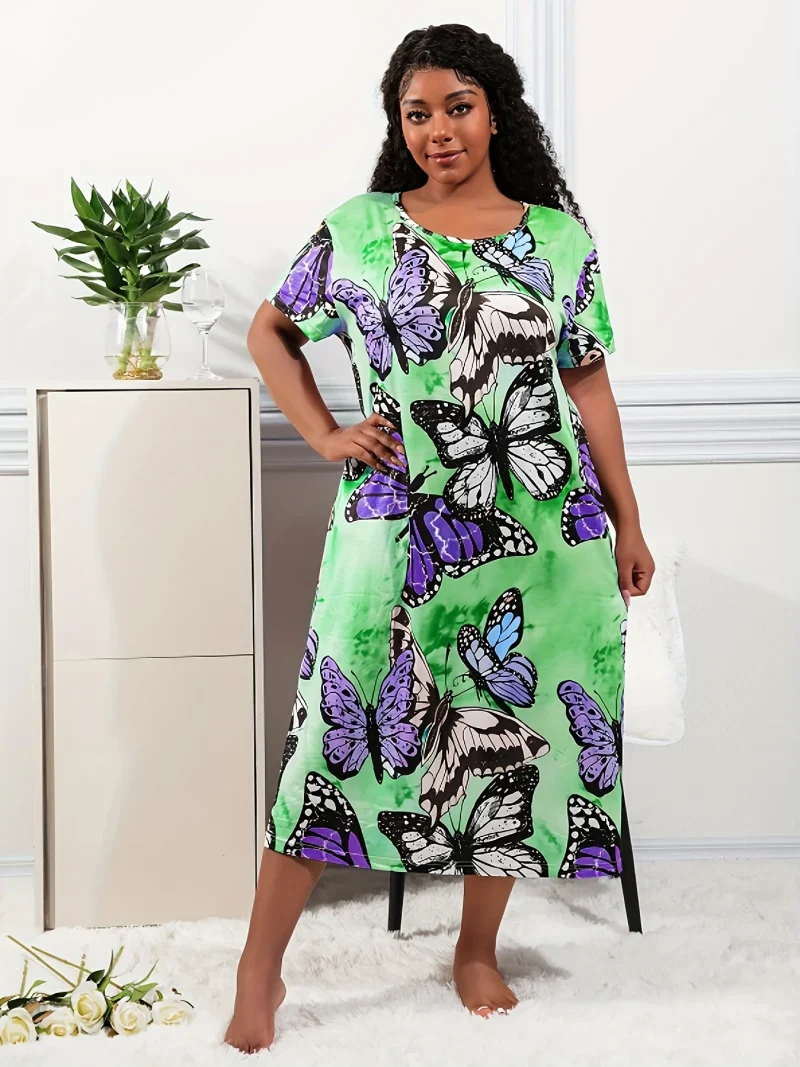 Women's Casual Pajamas Plus Size S~5XL Fluid Printed Short - Image 2