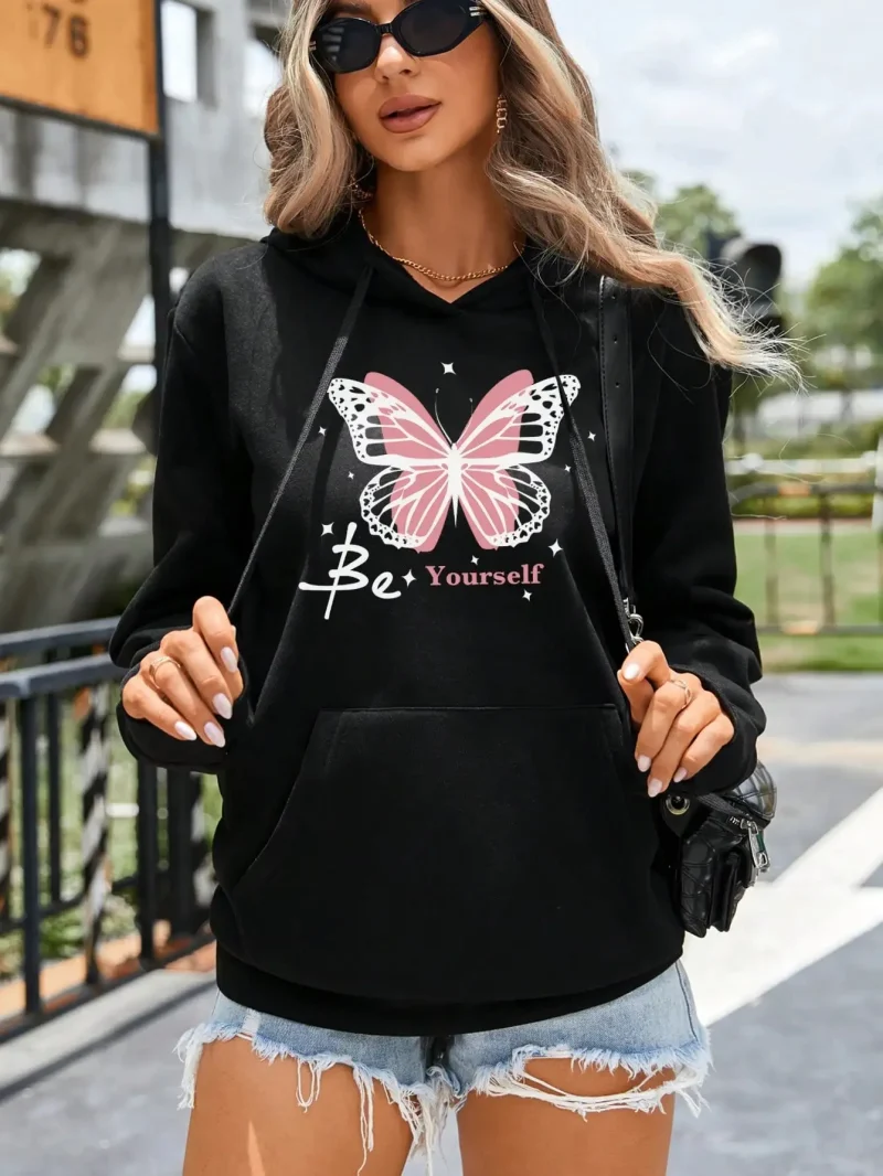 Women's Cotton Hoodie Vintage Love Pattern Hoodie Womens Creative Hip Hop - Image 2