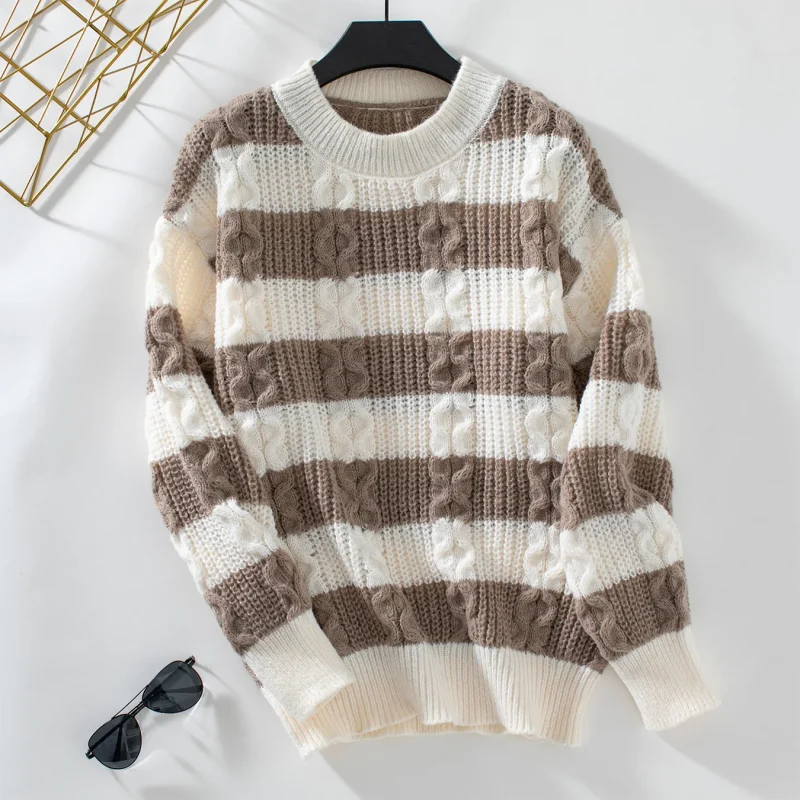 Winter Striped Long Sweater Women 2024 New Autumn - Image 2