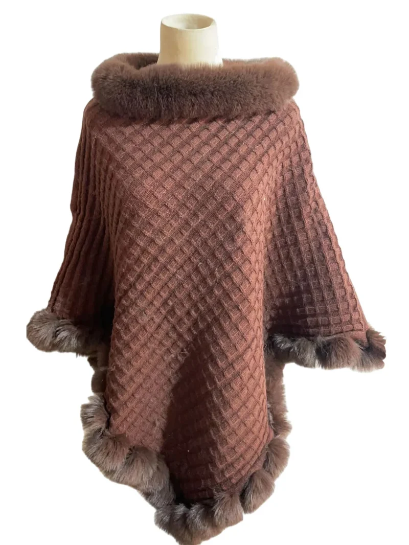 Winter Pullover Shawl Sweater Knitted Ponchos - Image 9
