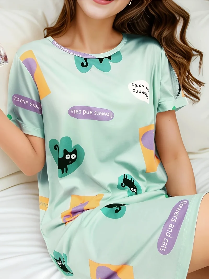 Cute Ladies Summer Loose Nightgown Girl's Plus Size Dresses