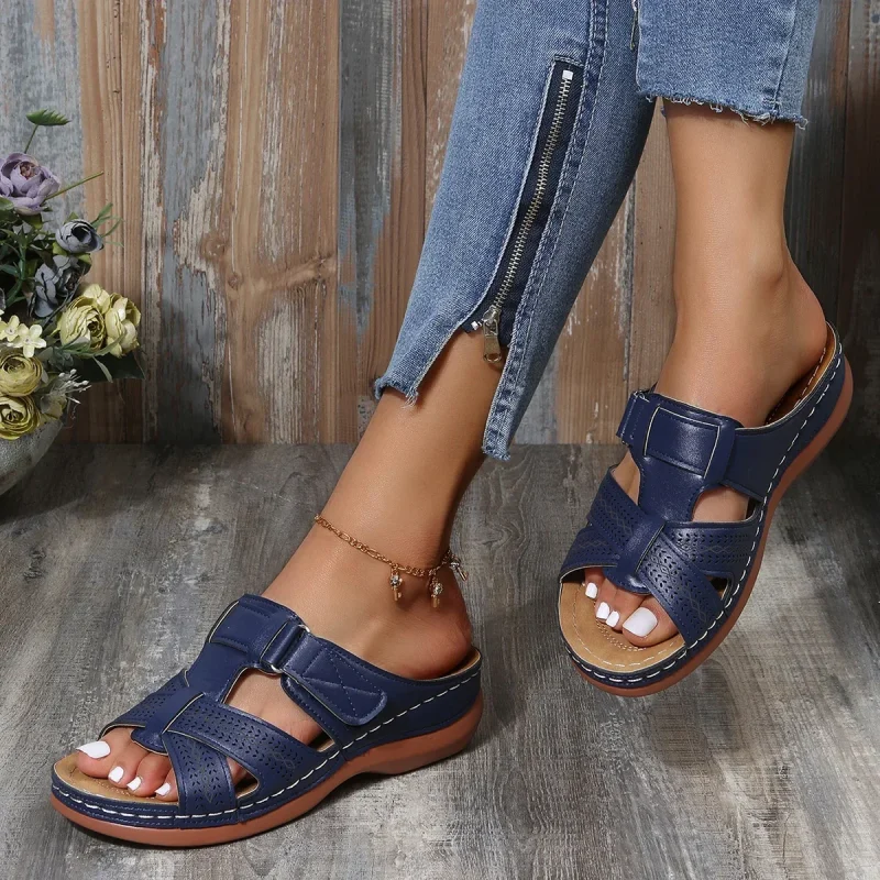 Premium Orthopedic Open Toe Sandals Vintage Anti-Slip Leather Casual Female Platform Retro Shoes - Image 5