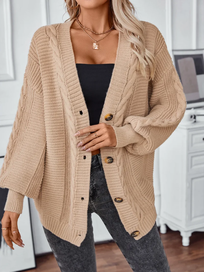 Twist Cross Single Breasted Knitted Cardigan Women's Autumn - Image 9