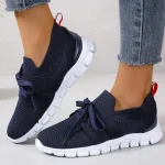 Brown Knit Breathable Sneakers Shoes Women 2023 New Soft Sole - Image 3