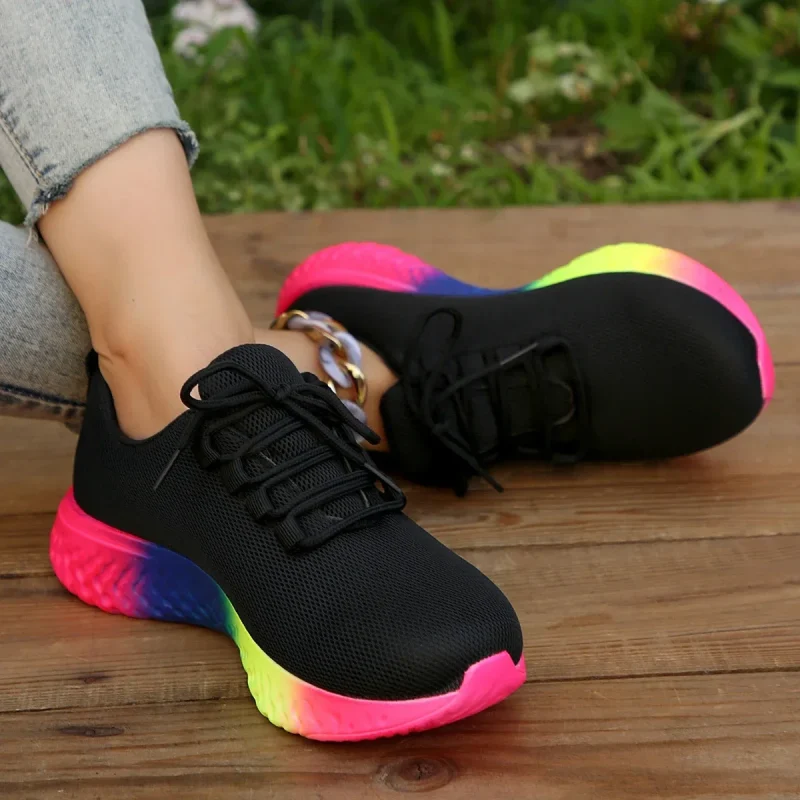 Women's Breathable Mesh Sneakers, Low Top Lace Up Round Toe - Image 11